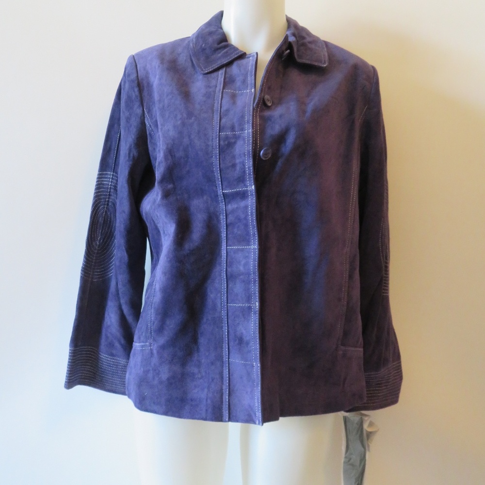 WOMENS JERRY LEWIS PURPLE SUEDE JACKET SZ 14* - Picture 4 of 7